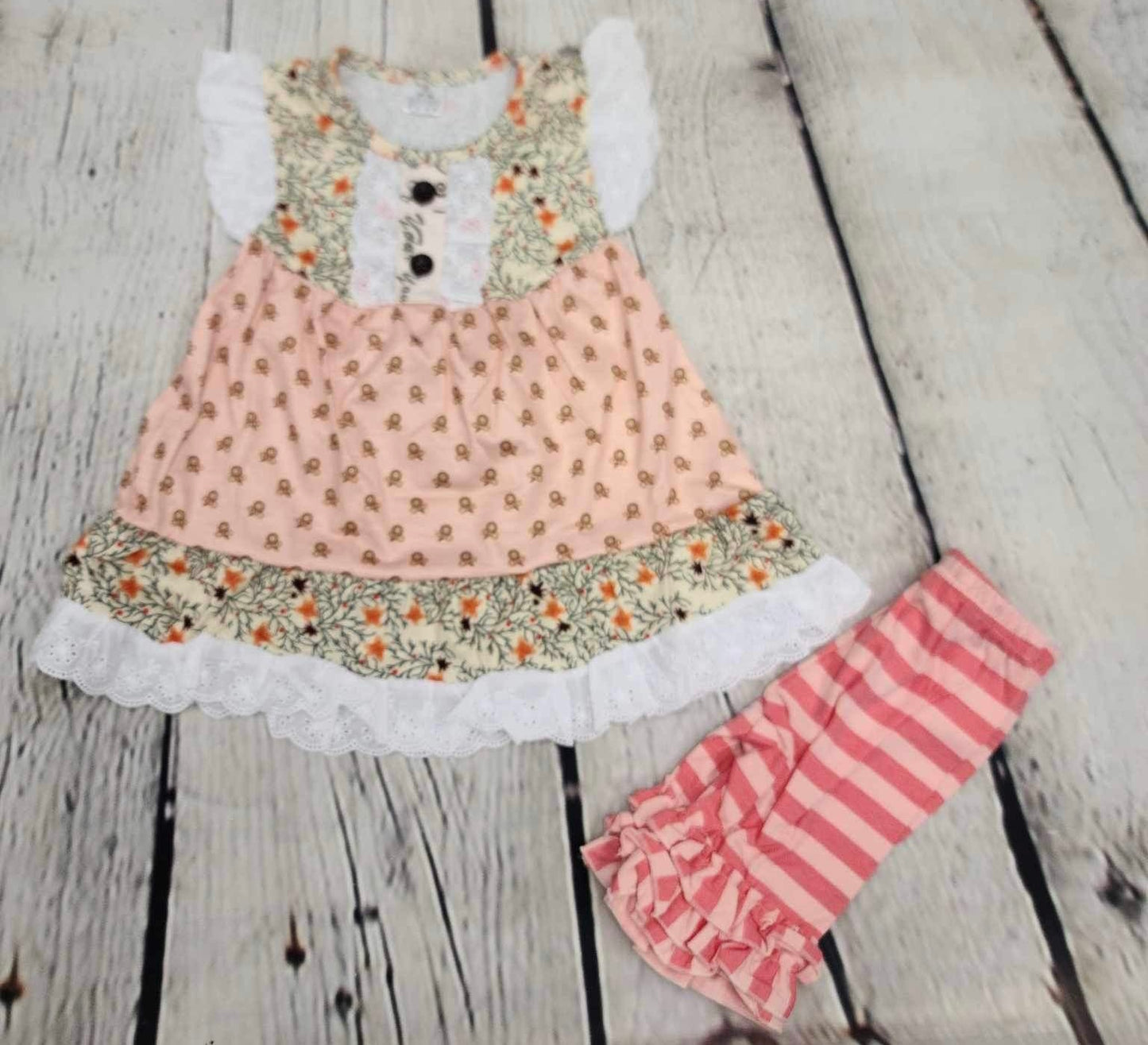 Peach and Lace ruffled set