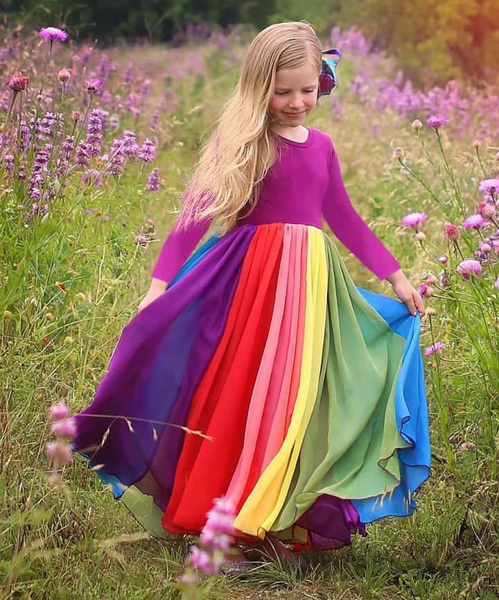 rainbow purple dress Lola + The Boys Rainbow Sunset Gem Dress Teen/Women, S