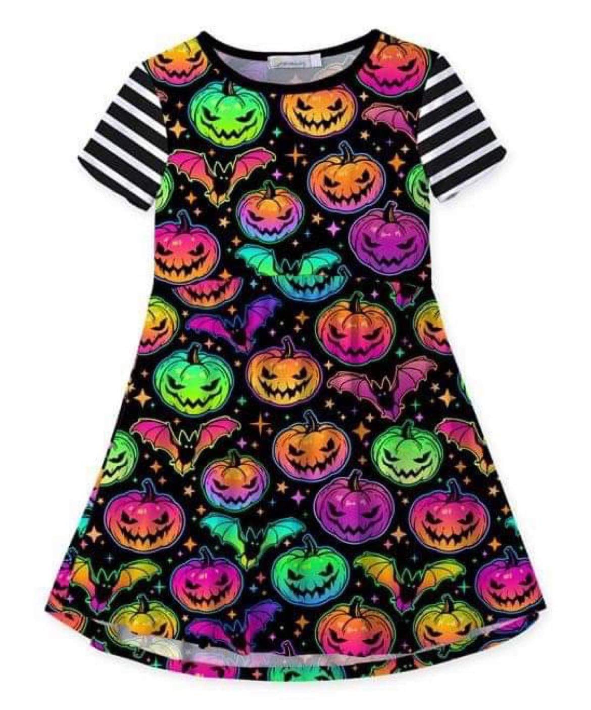 Neon pumpkin & bats dress