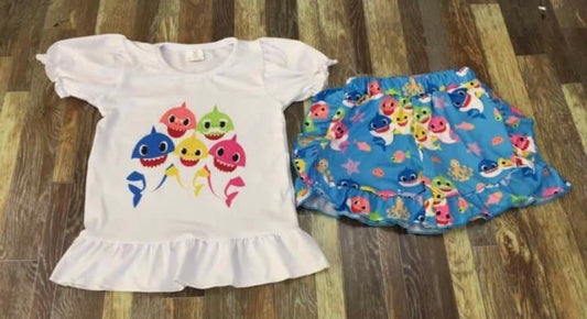 Coloured Shark Shorts Set
