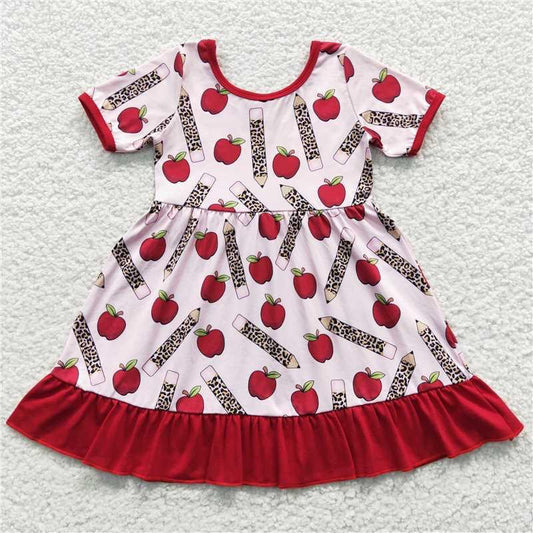 Leopard pencil & Apple ruffle dress