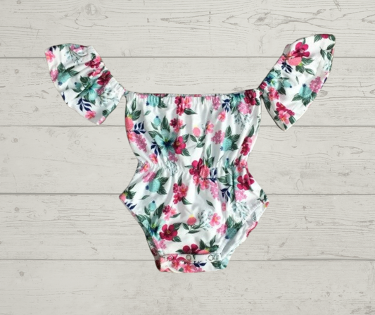 White Floral Romper