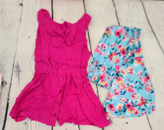 Pink tank & blue bell floral pant set