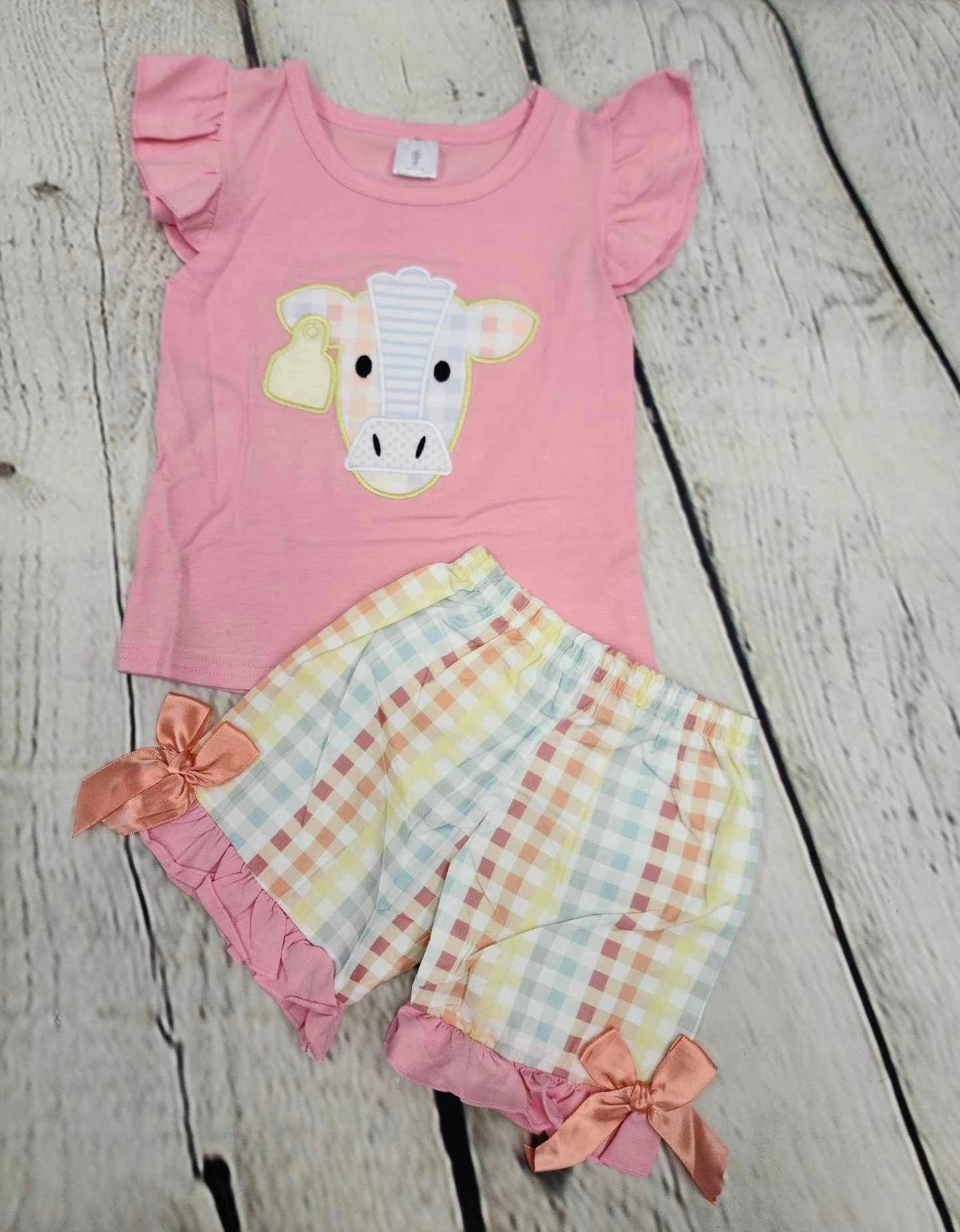 Moo-plaid short set