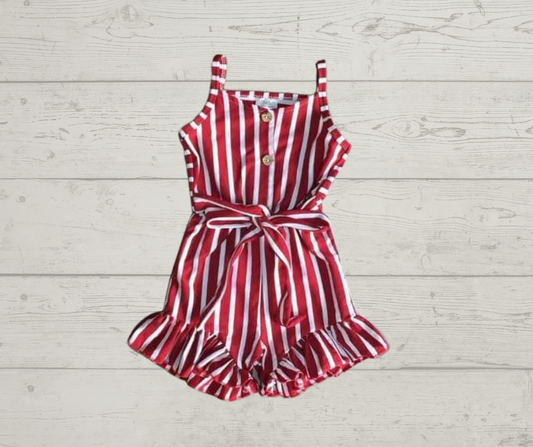 Red Candy Stripe Romper