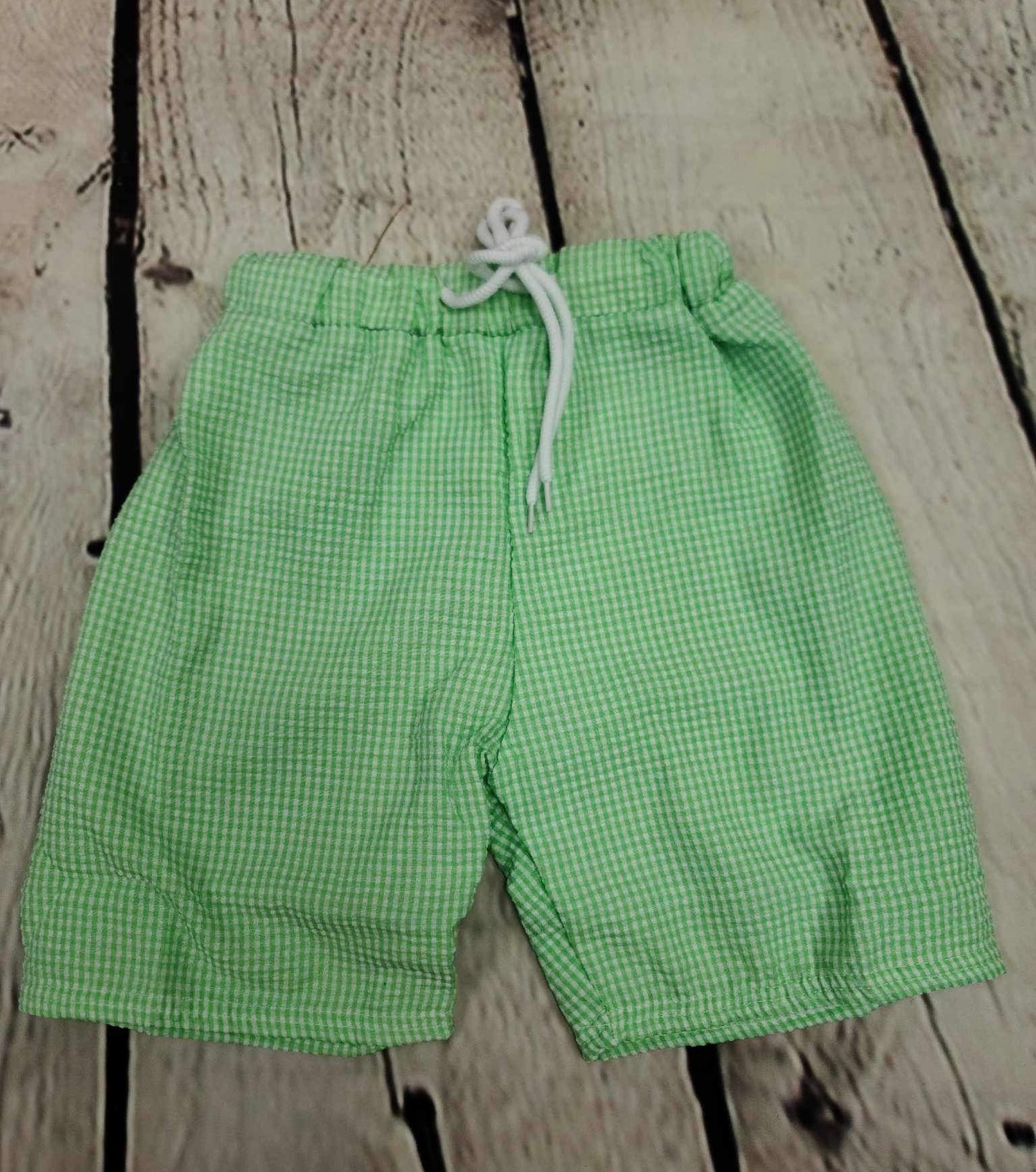 Green plaid shorts