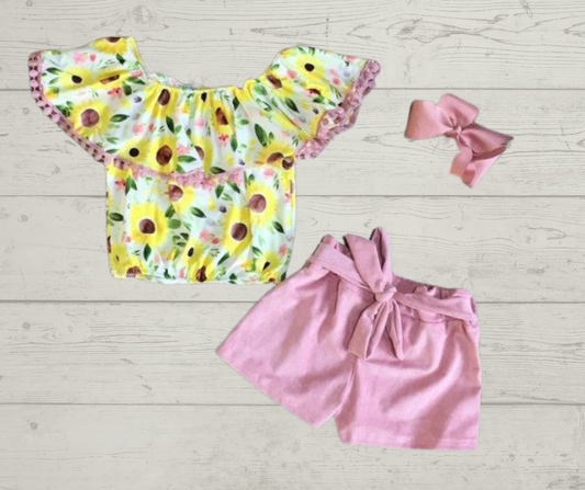 Sunflower Top & Blush Short Set