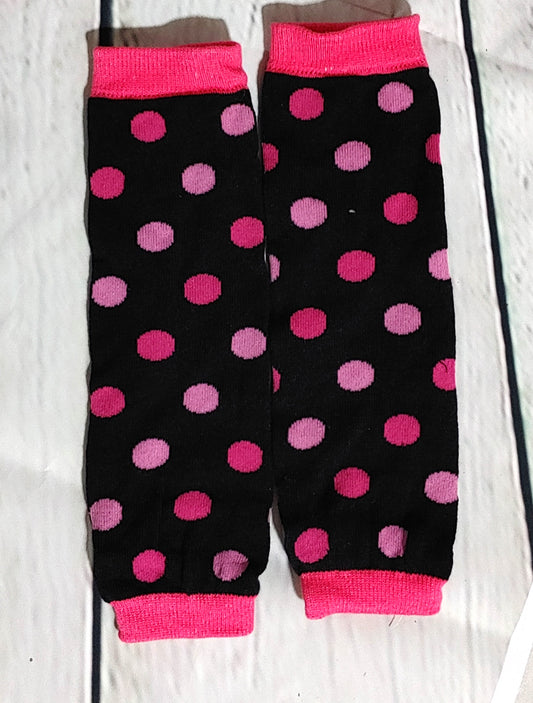 Black with pink polkadots legwarmers