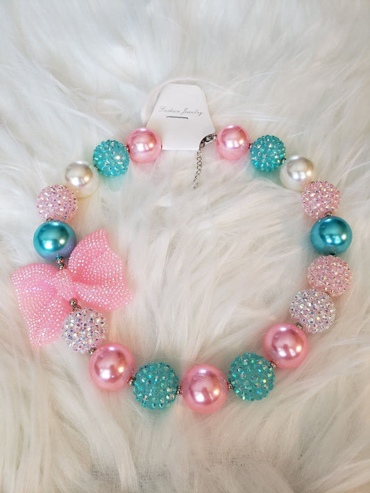 Pink Bow Bubblegum Necklace
