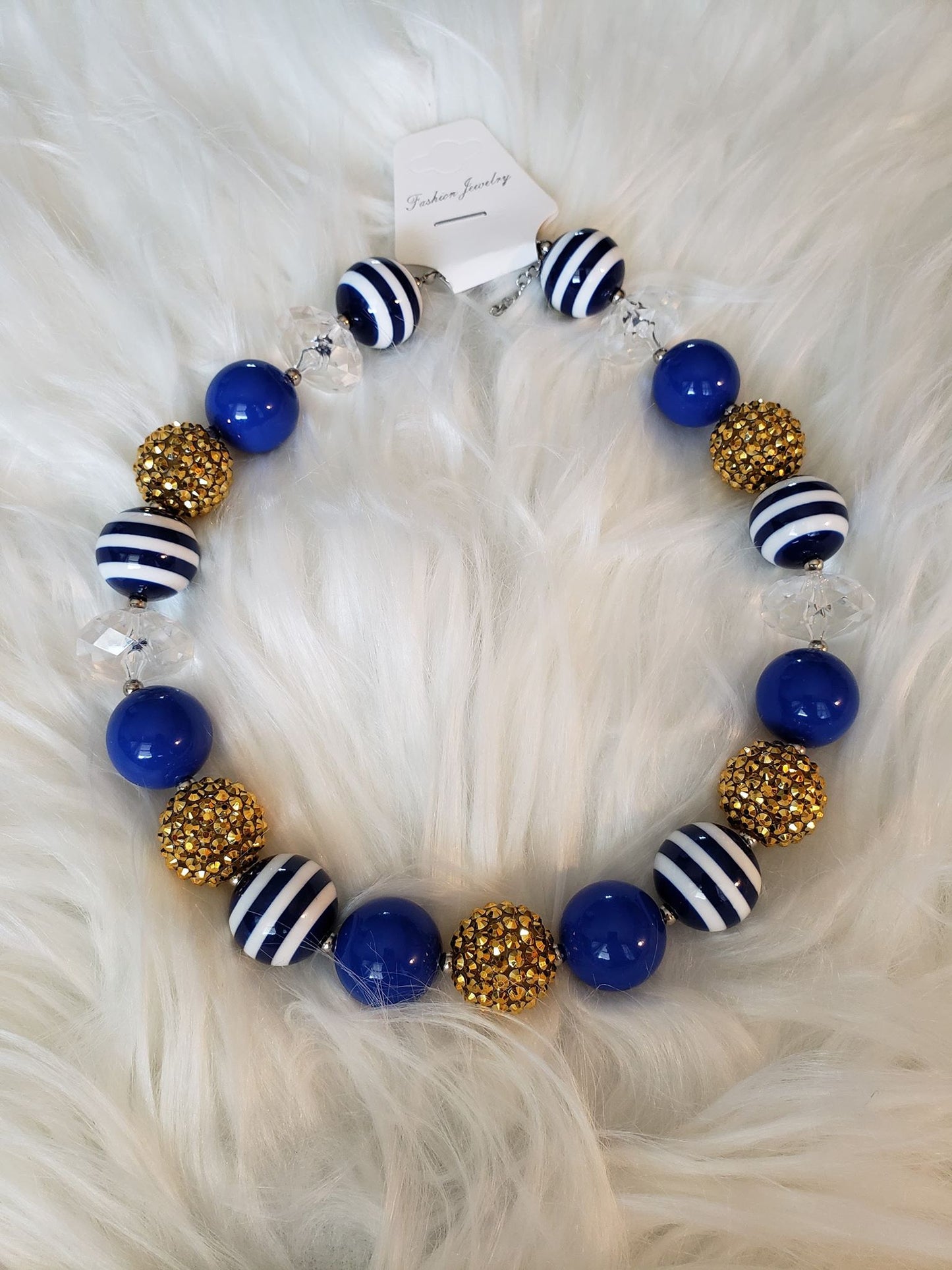 Blue & Gold Bubblegum Necklace