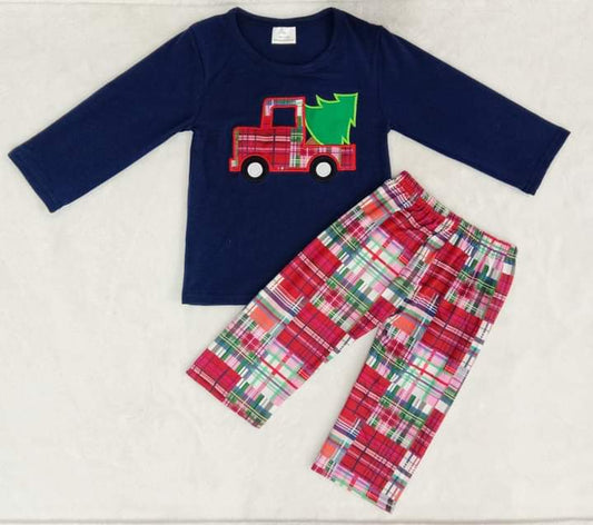 Plaid tree truck pant set