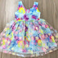 Flowery tie dye open back dress