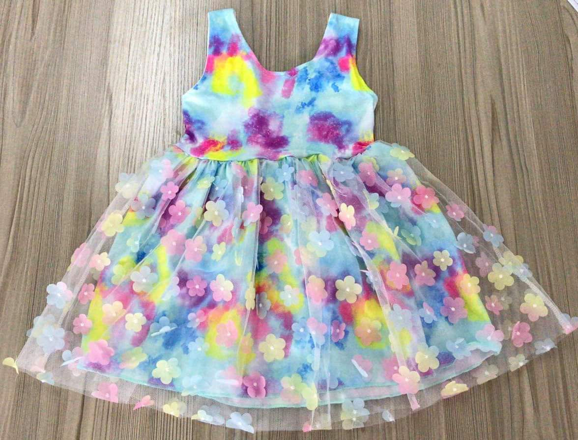 Flowery tie dye open back dress