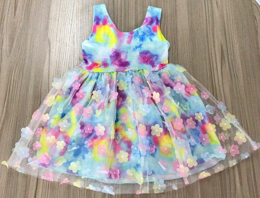 Flowery tie dye open back dress