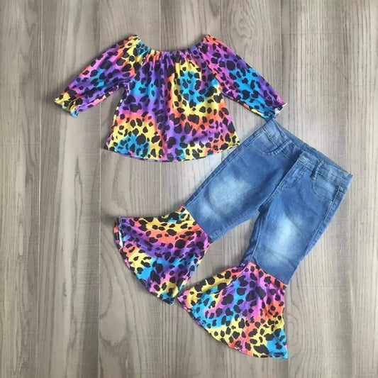 Tie Dye Leopard Denim Set