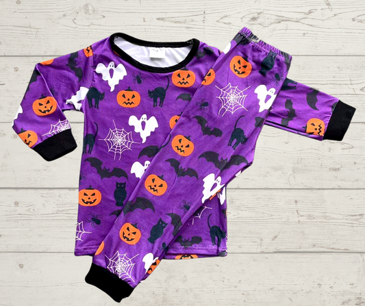 Purple web,bats & pumpkins