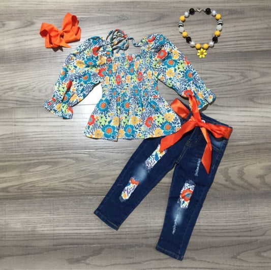 Peek a boo floral harvest denim