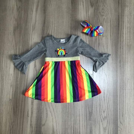 Rainbow-Saurus Twirl Dress