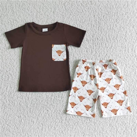 Brown hide-a-way cow shorts set