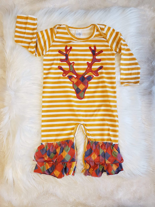 Diamond Reindeer Ruffled Romper