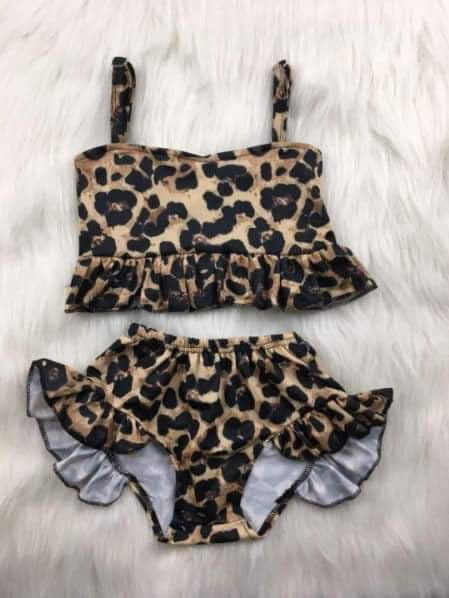 Leopard Ruffle Swim Suit