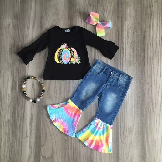 Tie Dye Pumpkin Denim Bell Set