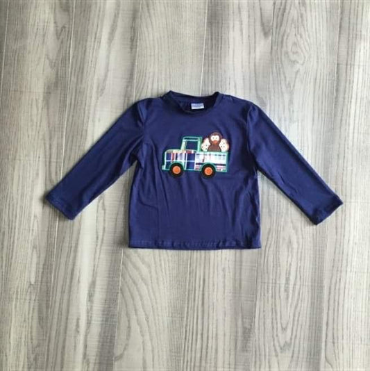Turkey In Truck Boys Long Sleeve Tee
