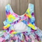 Flowery tie dye open back dress