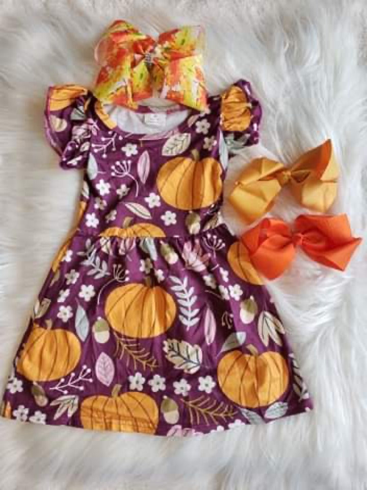 Wine Pumpkin Angel Sleeve Dress