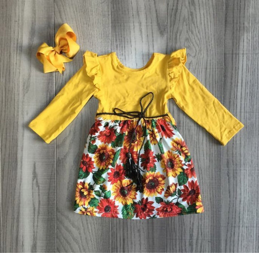 Forever mustard floral tie dress