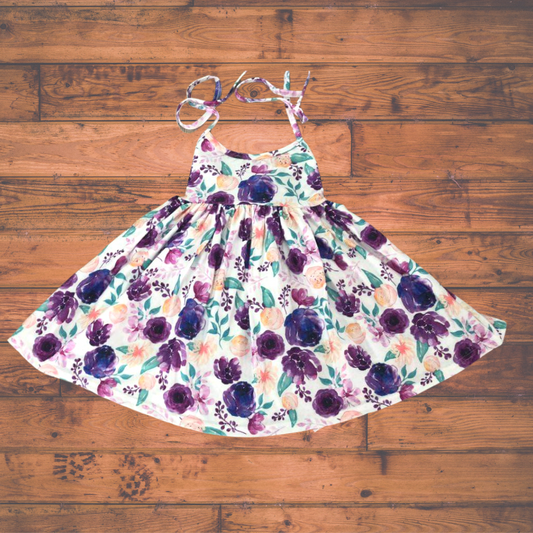 Flowers halter tie back dress