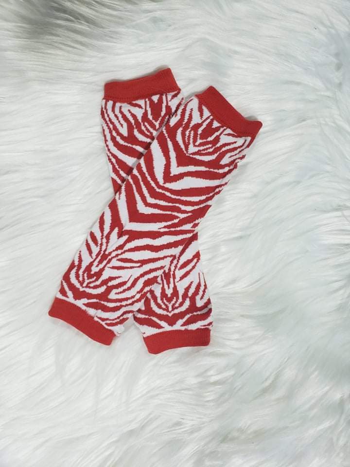 Red zebra leg warmers