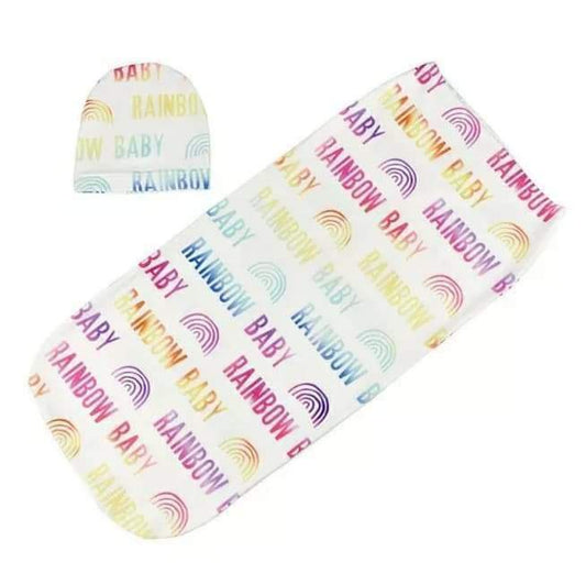 Rainbow baby bunting bag set